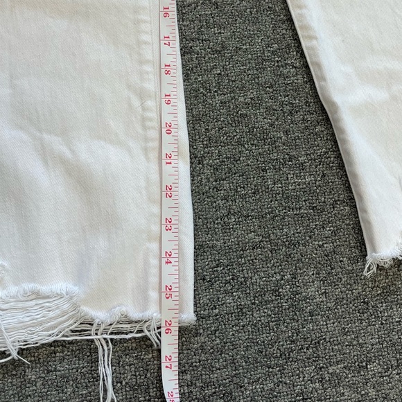 Pistola High Rise Straight Leg Jeans White Distressed Raw Hem Size 28 Button Fly - Picture 11 of 11